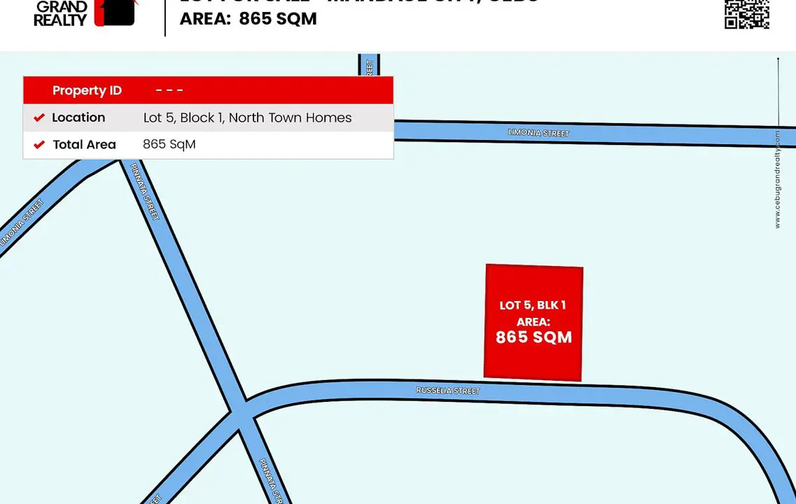 SLNT8 865 SqM Lot for Sale in North Town Homes - Cebu Grand Realty (1