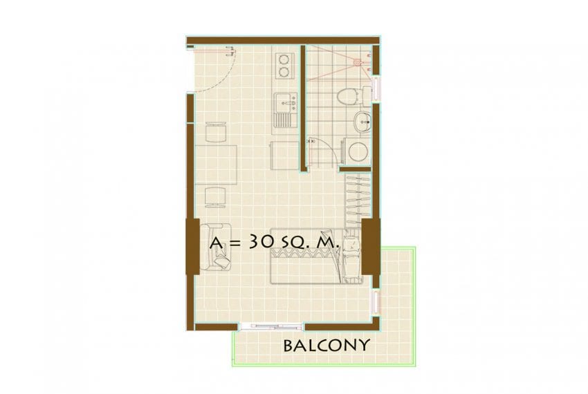 SRB133 Studio Condo for Sale in Mivesa Garden Residences - Lahug - Floor Plan - Cebu Grand Realty