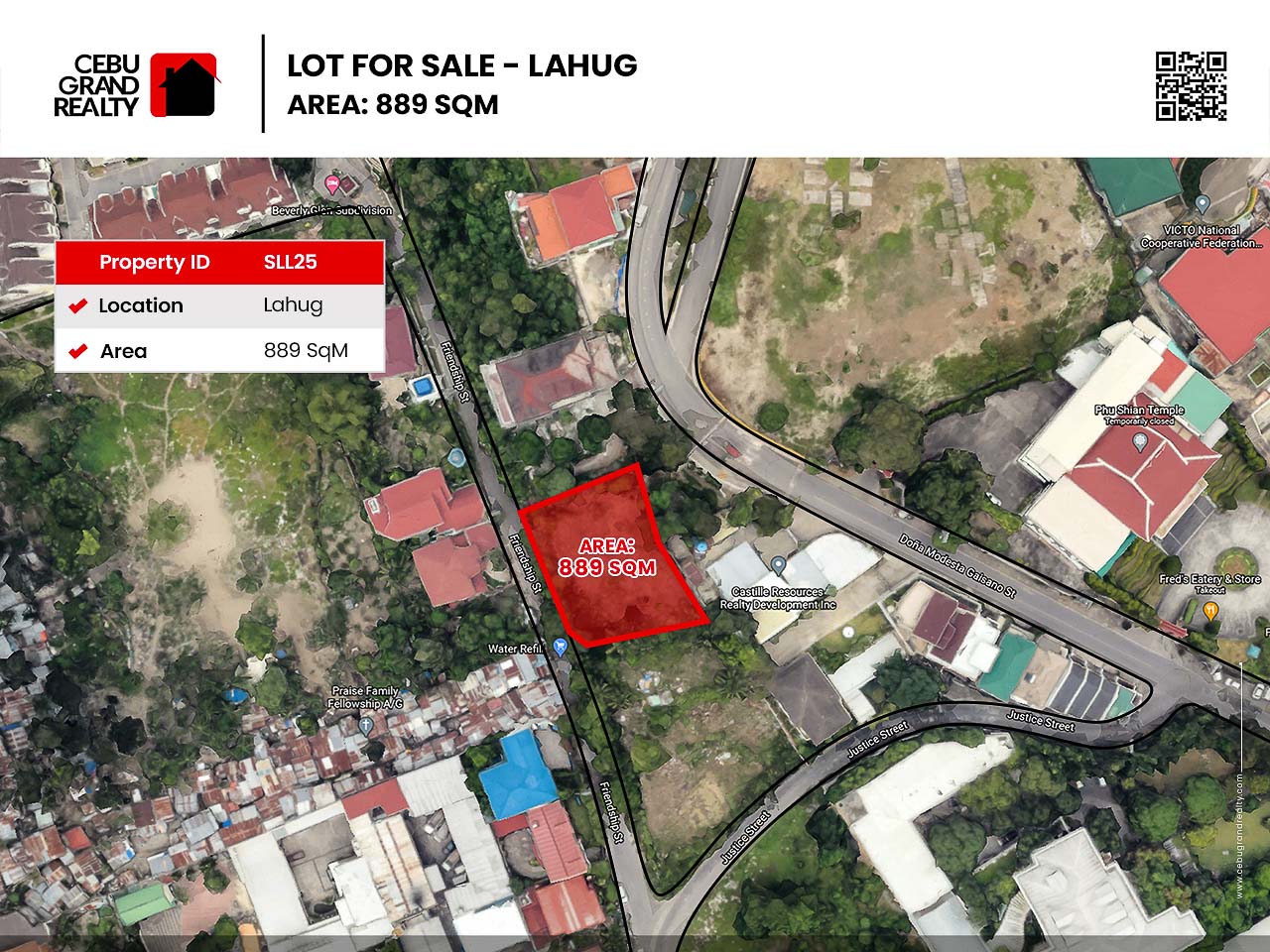 SLL25 889 SqM Lot for Sale in Lahug near Beverly Hills Subdivision - Cebu Grand Realty