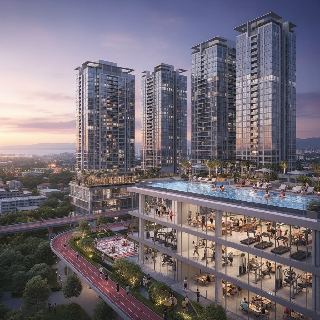 Condominium towers rising in Cebu City’s skyline, representing the growing trend of vertical residential living among young professionals and families who value modern amenities, convenience, and sustainable urban development.