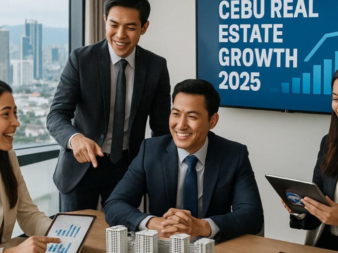 Business professionals discussing development plans and market data as undeniable proofs Cebu real estate growth 2025, highlighting rising property investments and modern infrastructure in the city.