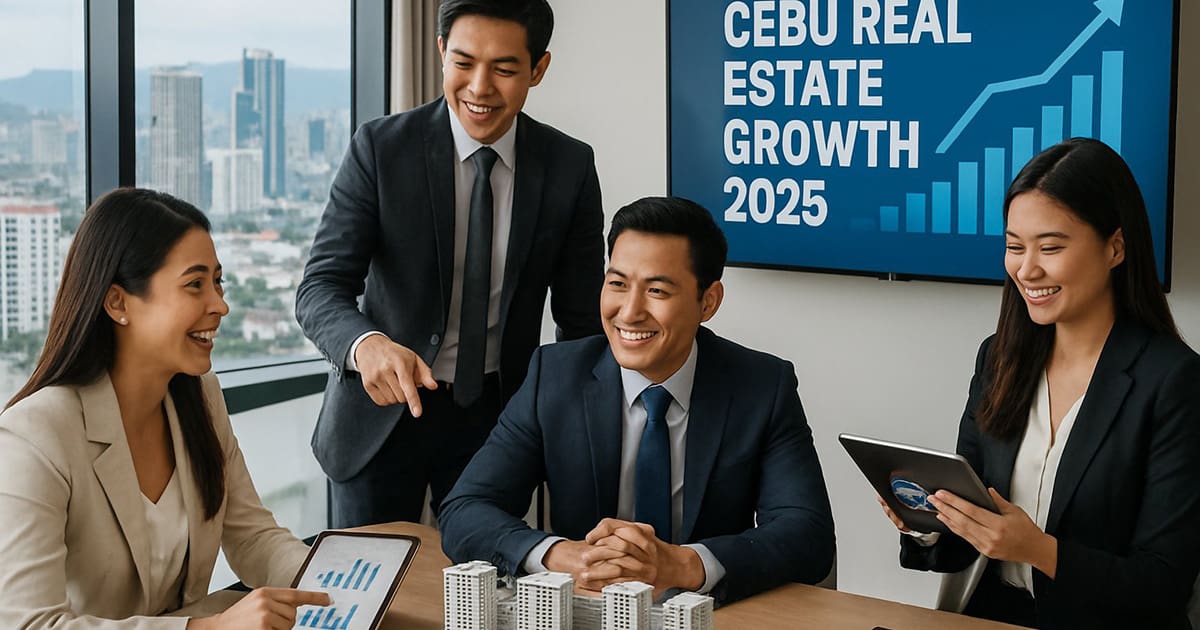 Business professionals discussing development plans and market data as undeniable proofs Cebu real estate growth 2025, highlighting rising property investments and modern infrastructure in the city.