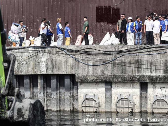 Community members and officials, including the Philippine President, gathering for the launch of the Oplan Kontra Baha Metro Cebu flood control project