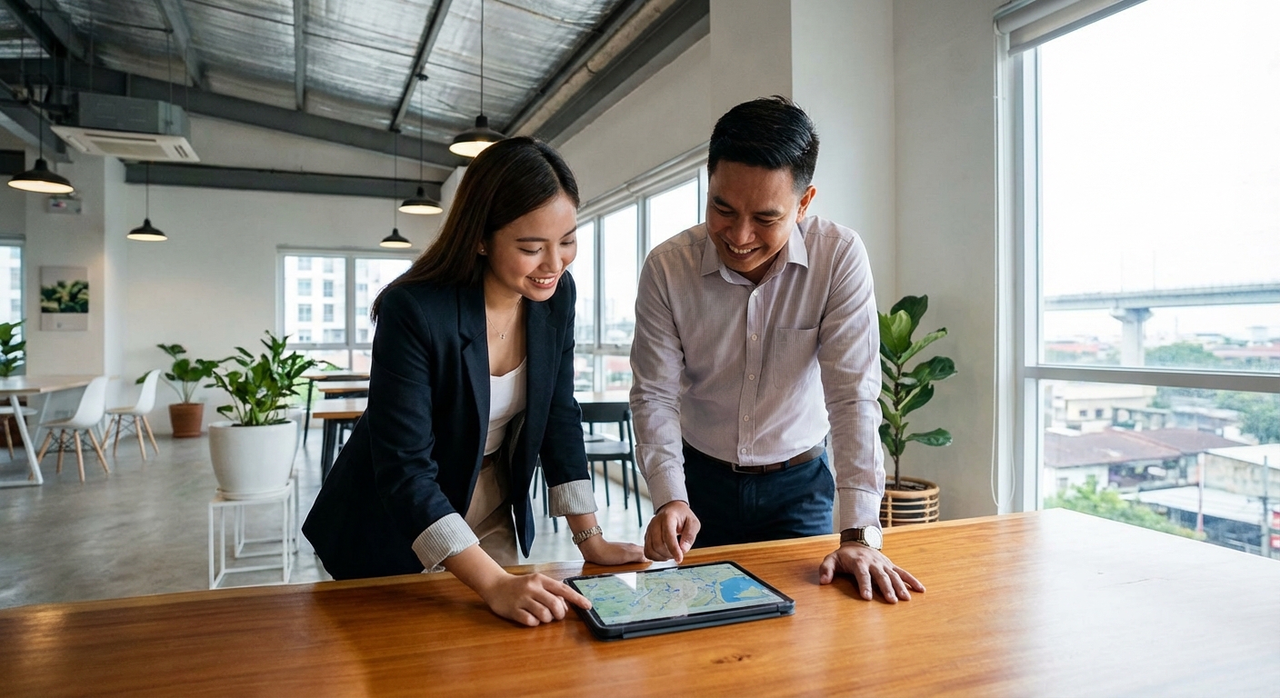 A Filipino family swimming in a resort-style condominium pool on Mactan Island, emphasizing the luxury lifestyle of beachfront property investment Mactan Cebu