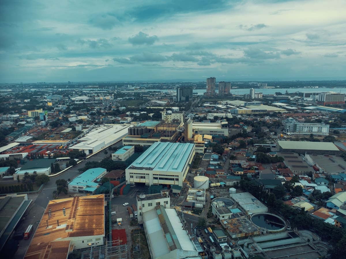 Aerial view of buildings and urban development in the Philippines