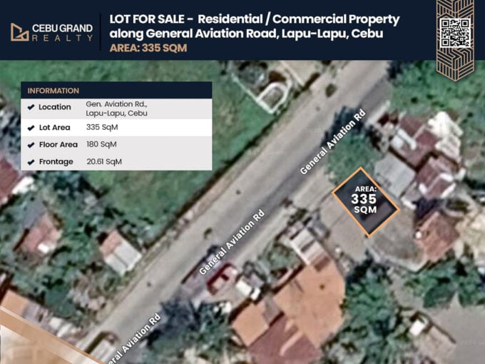 Aerial view of the commercial property for sale in Lapu-Lapu, a 335 sqm lot along General Aviation Road