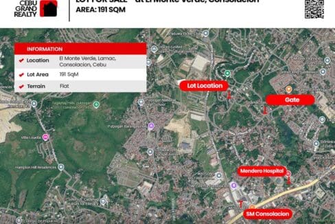 Consolacion lot for sale at El Monte Verde — location map with SM Consolacion and Mendero Hospital