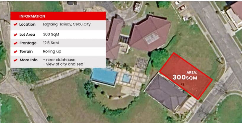 300 sqm residential lot for sale at Kishanta Subdivision, Talisay — aerial view