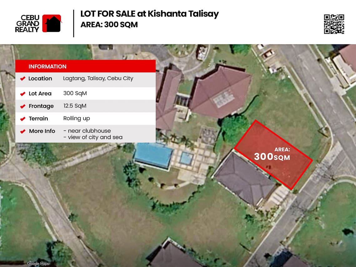 300 sqm residential lot for sale at Kishanta Subdivision, Talisay — aerial view