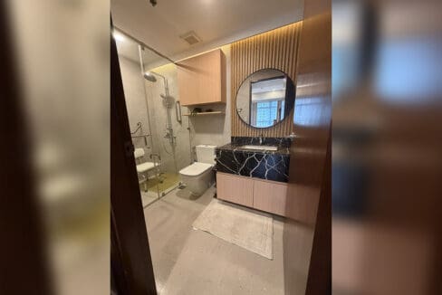 Alcoves condo for sale — master bath with rain shower and marble vanity