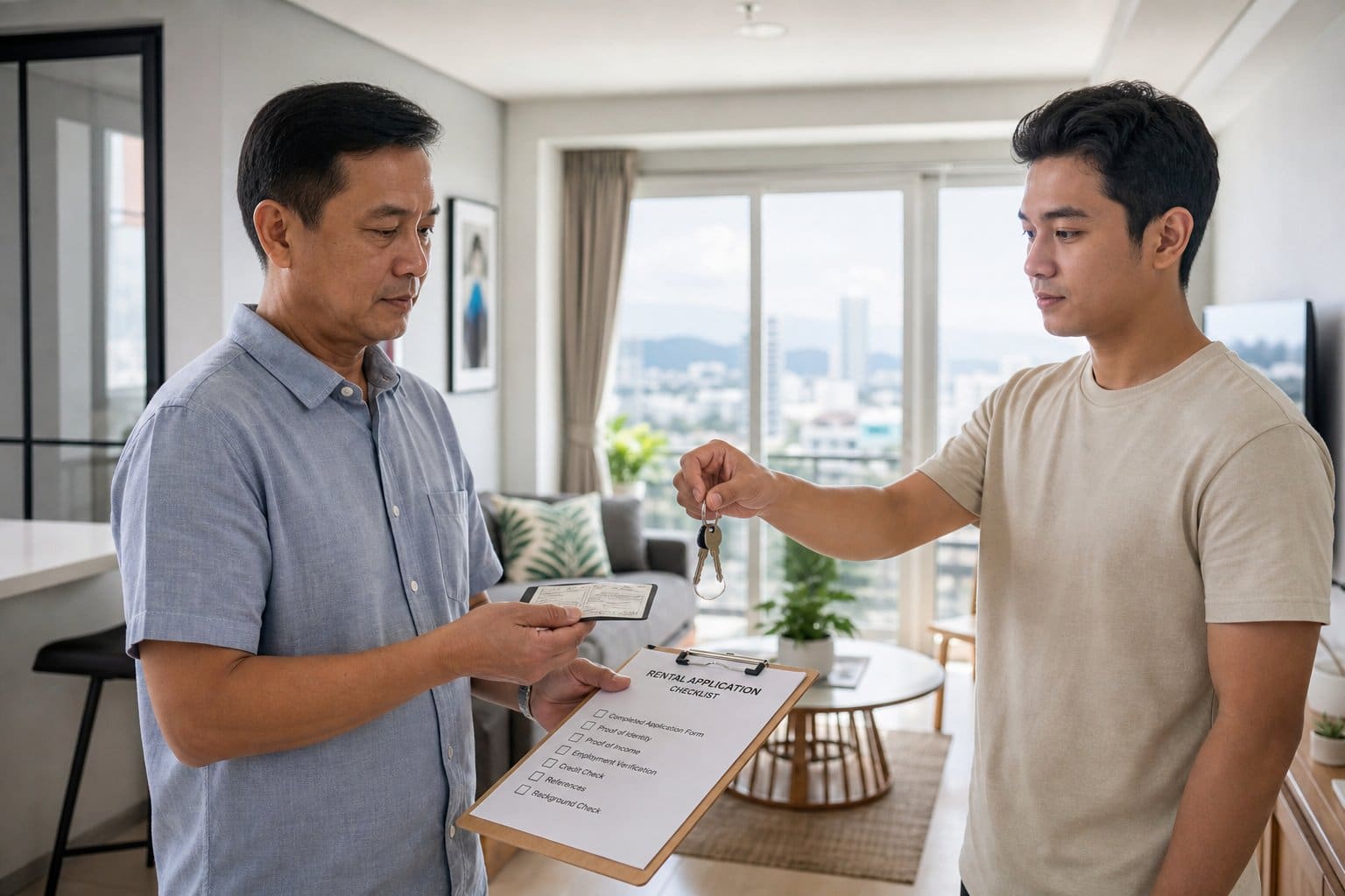 A Cebu landlord and tenant at handover — the result of careful screening for tenant red flags.