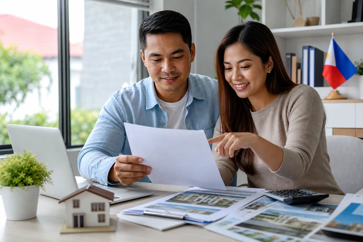 OFW couple reviewing Philippines property tax documents — understanding OFW tax benefits before purchase.