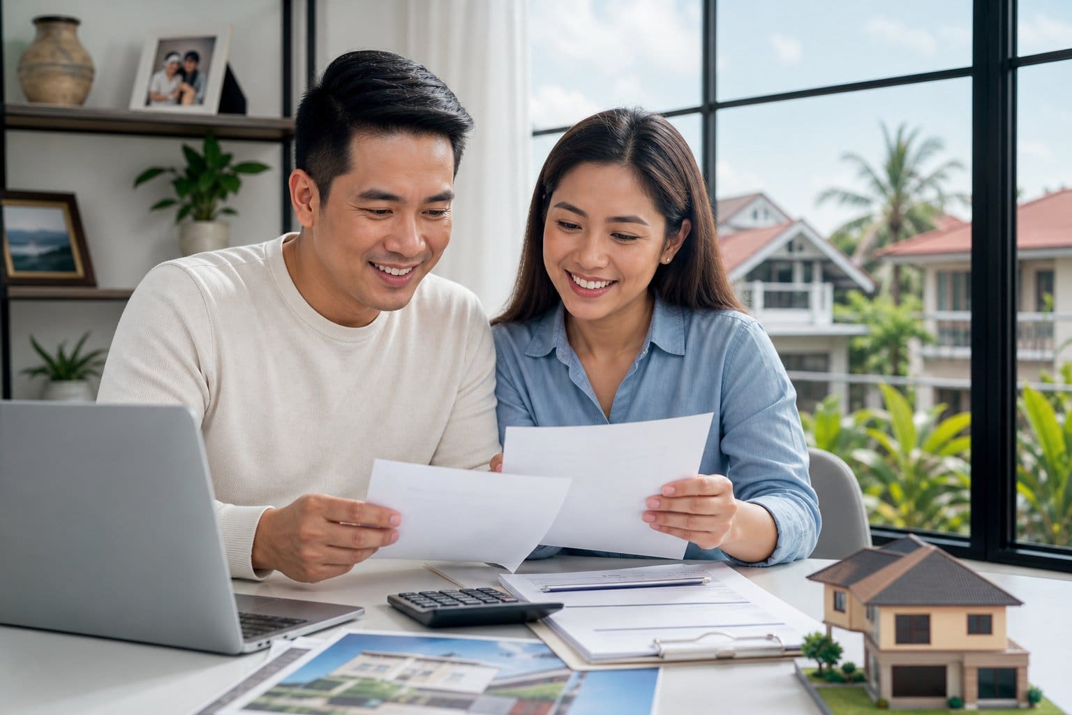 OFW couple reviewing Philippines property documents — understanding all available OFW property tax benefits.