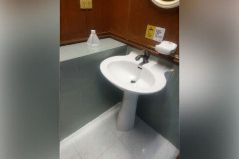 Pedestal wash basin in the private restroom of the office space for rent at Cebu Yacht Club, Lapu-Lapu City