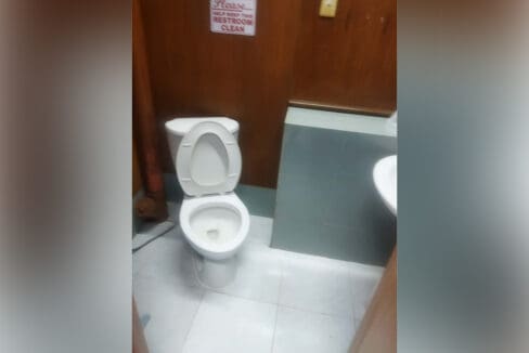 Private tiled restroom in the 115 sqm office space for rent at Cebu Yacht Club, Lapu-Lapu City