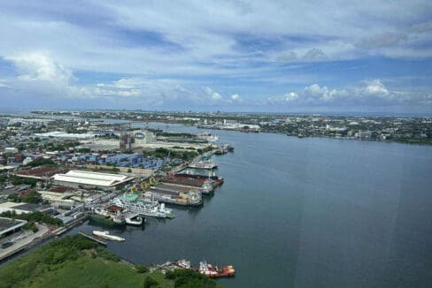 Sea view over the Mactan Channel from the 36th floor at Mandani Bay Suites