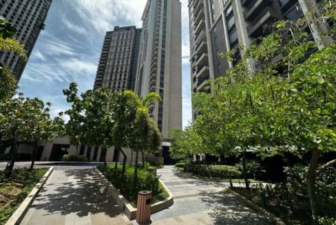Landscaped garden deck and walking paths at Mandani Bay