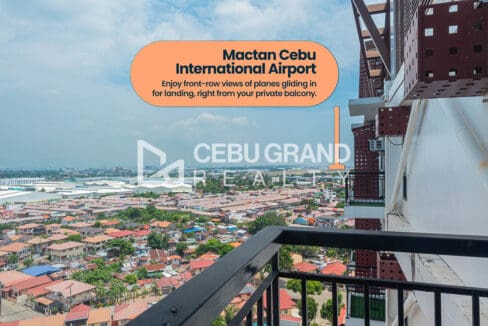 Balcony view of the Mactan-Cebu International Airport direction, marked on the photo