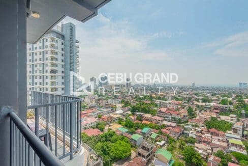 Balcony view from the 19th floor of Sundance Residences over Cebu City to the sea