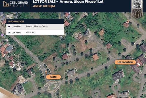 Location map showing the lot and the community gate at Amara Residences, Catarman, Liloan