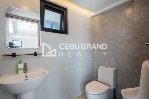 Powder room with a pedestal basin and toilet