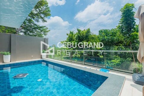 Swimming pool looking out over the surrounding tree line