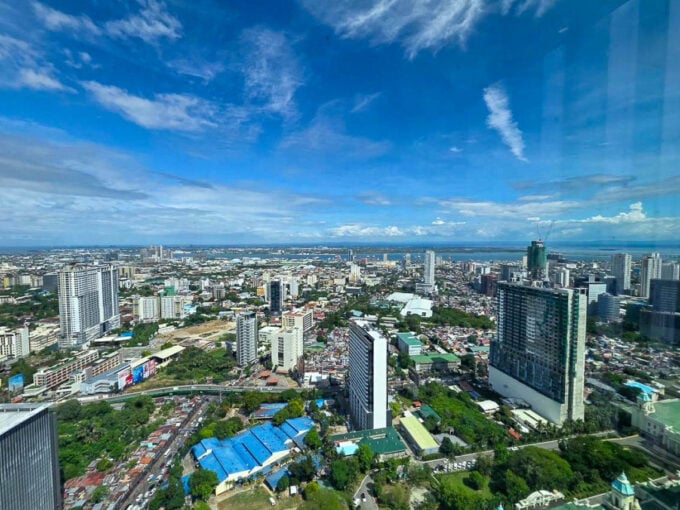 Panoramic city and sea view from a Cebu Exchange corner office for rent