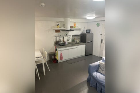 Kitchen and dining area seen from the living room