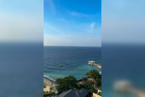 Sea view toward the Sheraton Cebu Mactan Resort pier from the 10th floor of Aruga