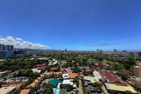 View from the Grand Residences studio across Cebu Country Club to the city skyline